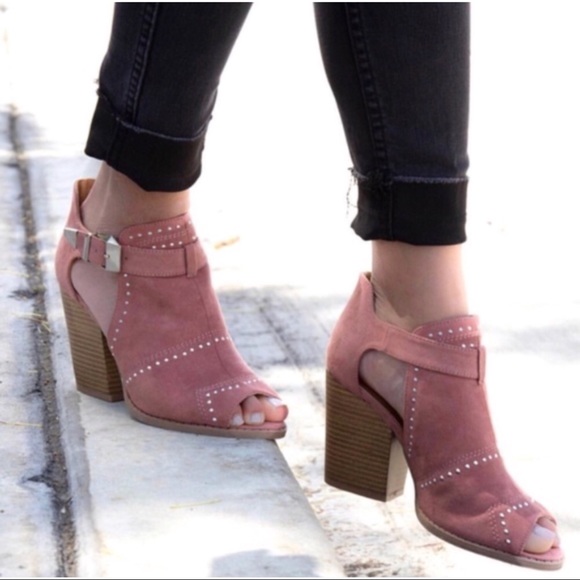 Mauve studded cut out ankle booties - Picture 4 of 6